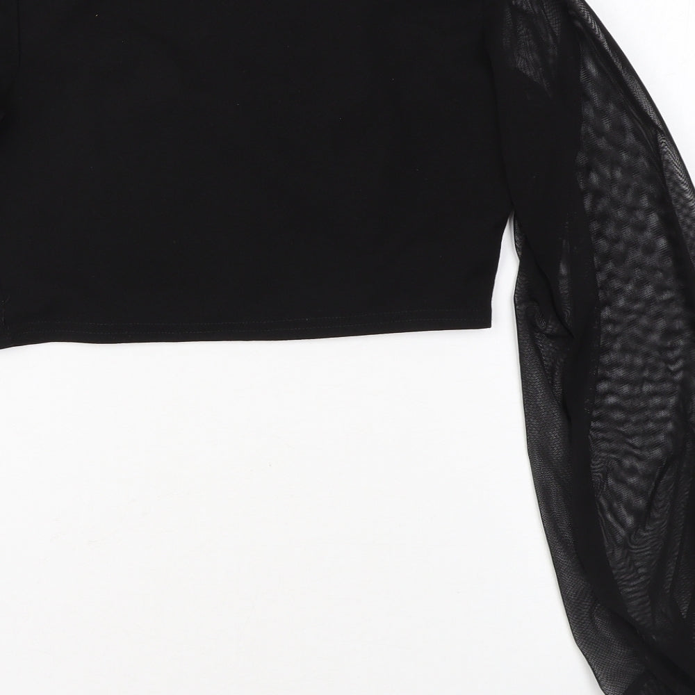 I SAW IT FIRST Womens Black Polyester Basic Blouse Size 10 Scoop Neck