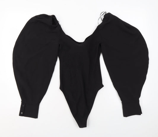 Zara Womens Black Polyester Bodysuit One-Piece Size S L10 in Snap