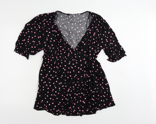 Womens UK Size 12 Marks and Spencer Black Wrap Blouse