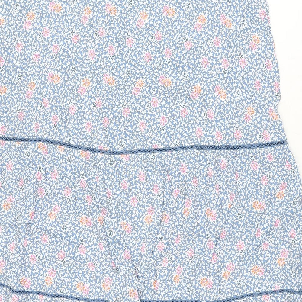 Marks and Spencer Womens Blue Floral Viscose Swing Skirt Size 20 Zip