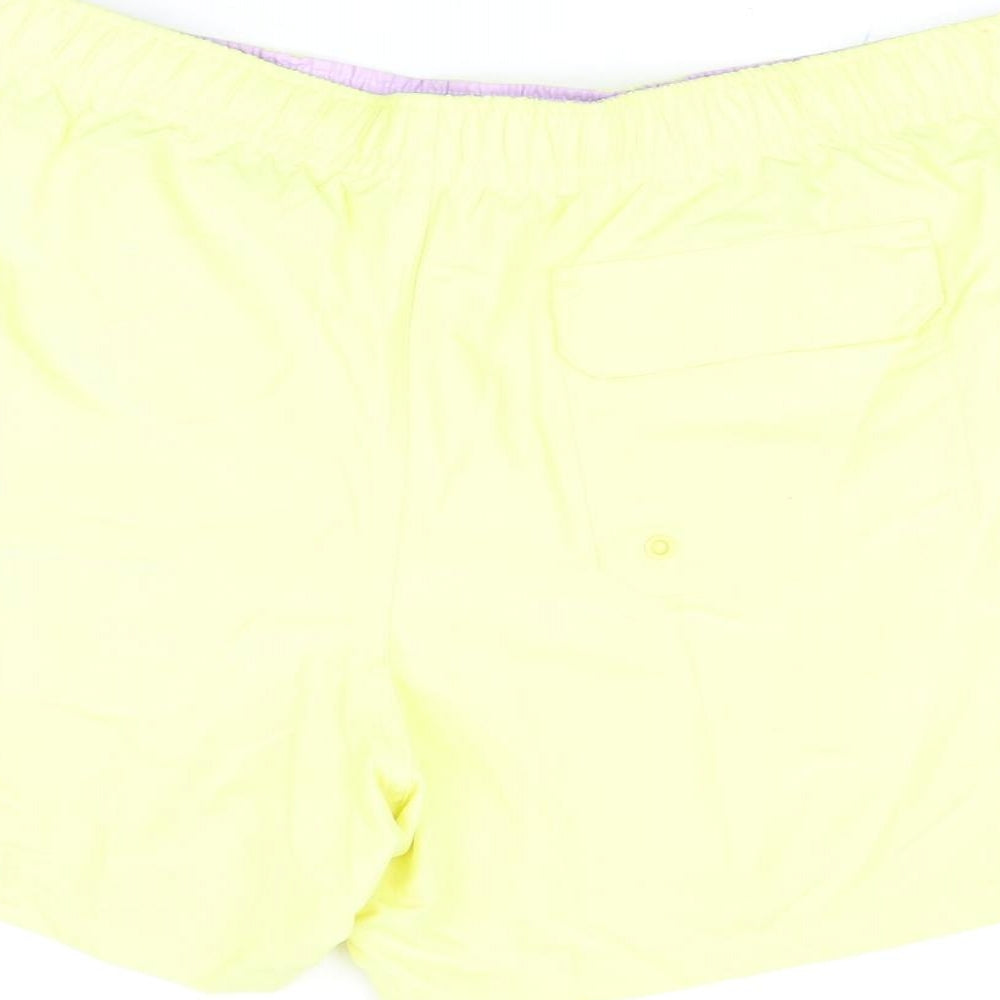 Marks and Spencer Mens Yellow Polyester Bermuda Shorts Size 2XL Regular Drawstring - Swim Shorts