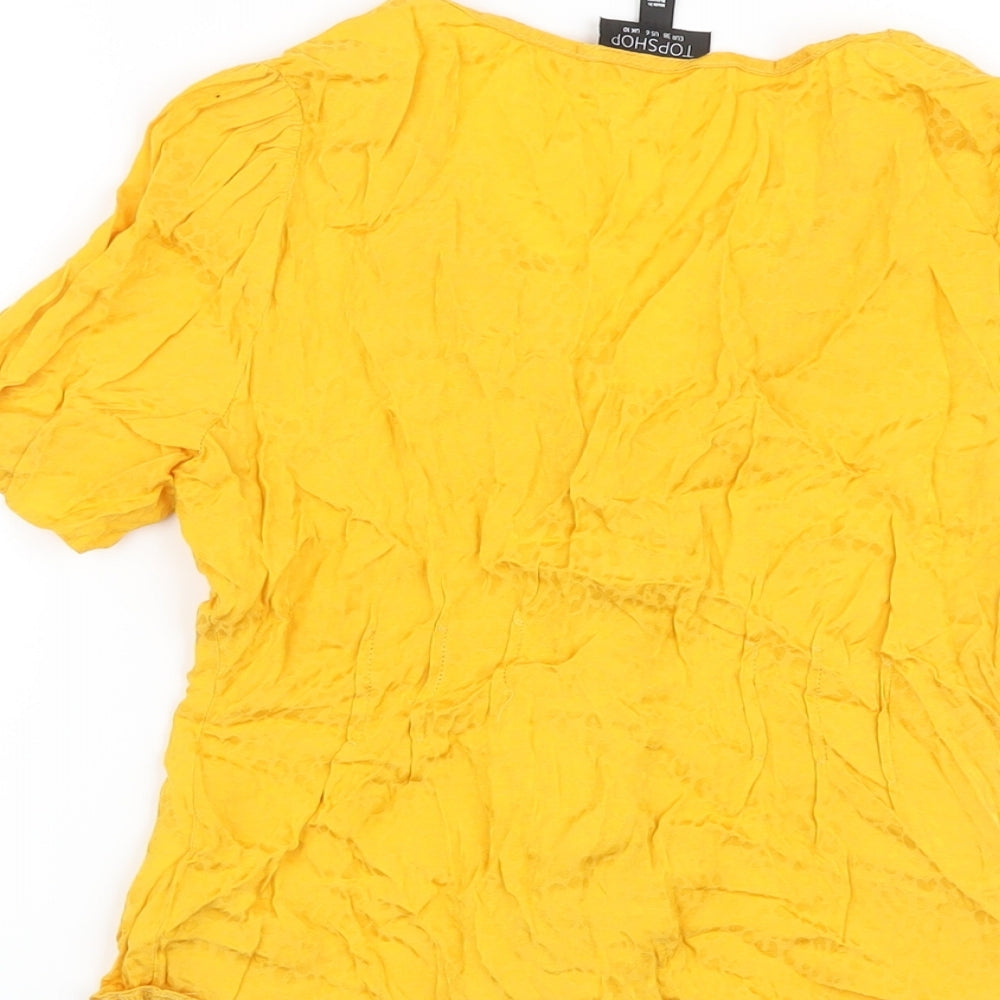 Womens UK Size 10 Topshop Yellow Basic Blouse