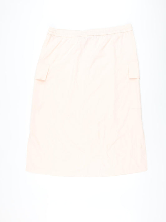 Marks and Spencer Womens Pink Polyester A-Line Skirt Size 18 Drawstring