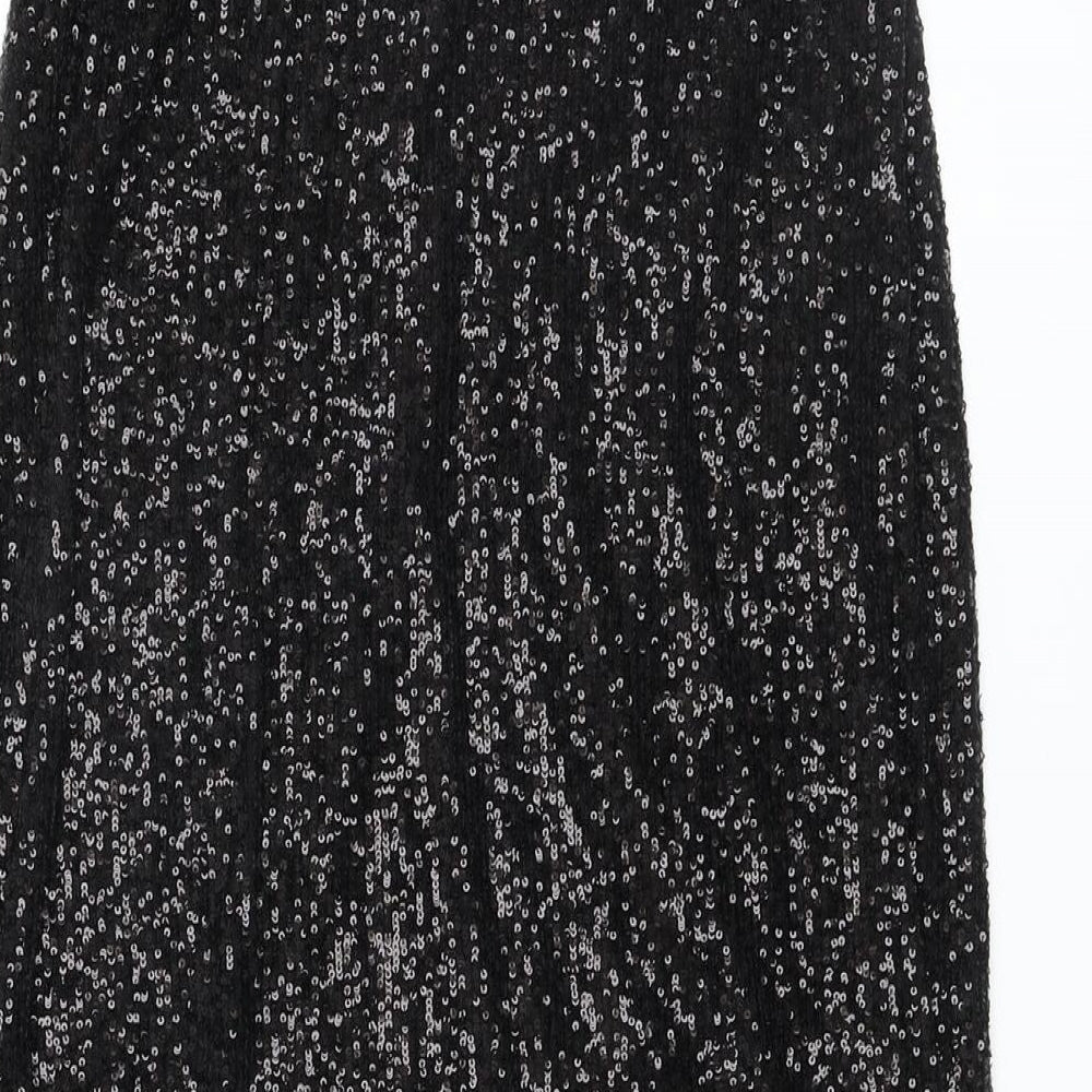 Marks and Spencer Womens Black Polyester A-Line Skirt Size 8