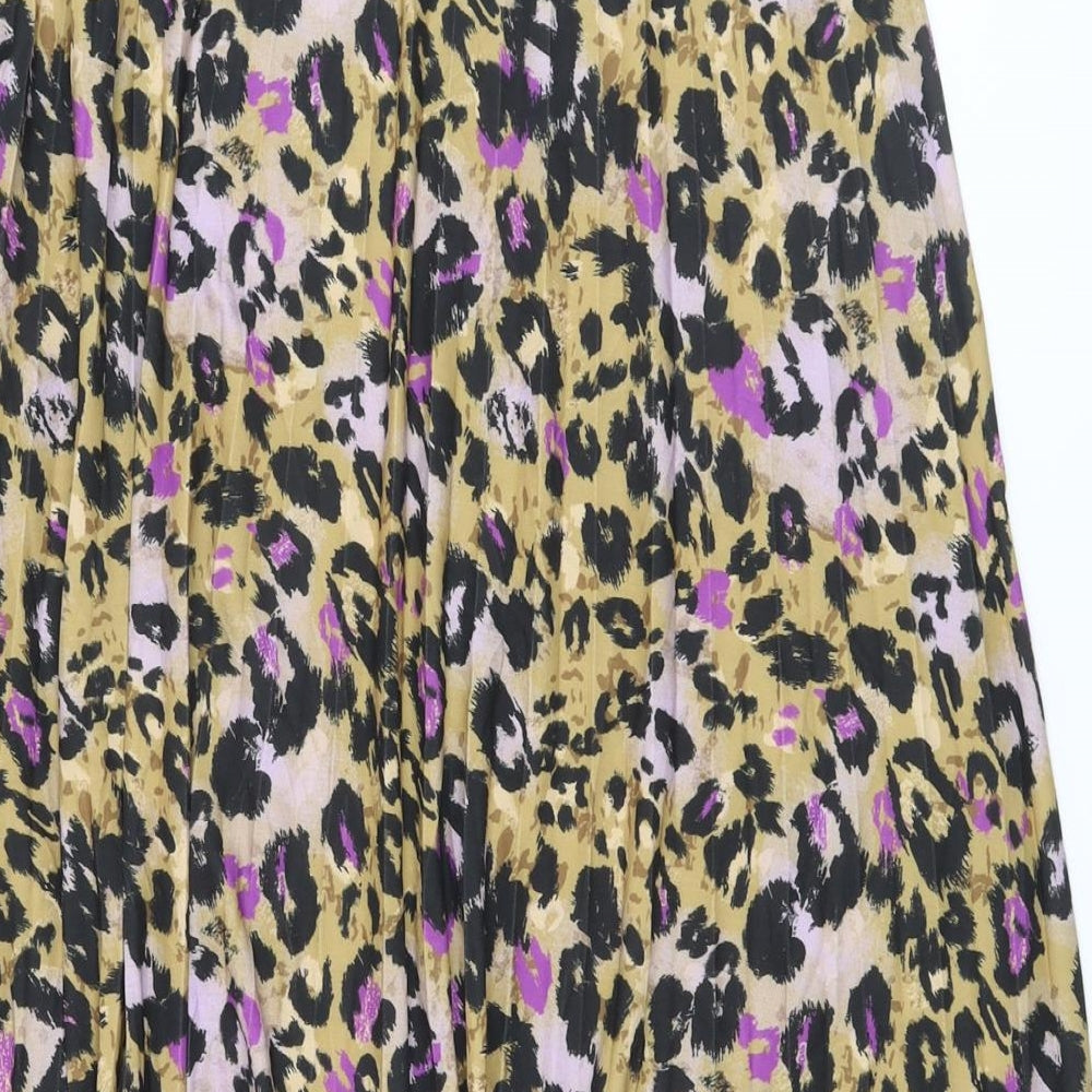 Marks and Spencer Womens Multicoloured Animal Print Polyester Pleated Skirt Size 20