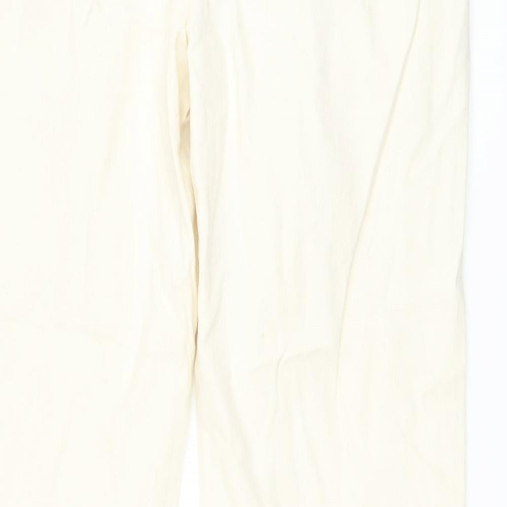 Marks and Spencer Mens Ivory Cotton Straight Jeans Size 36 in L29 in Regular Button