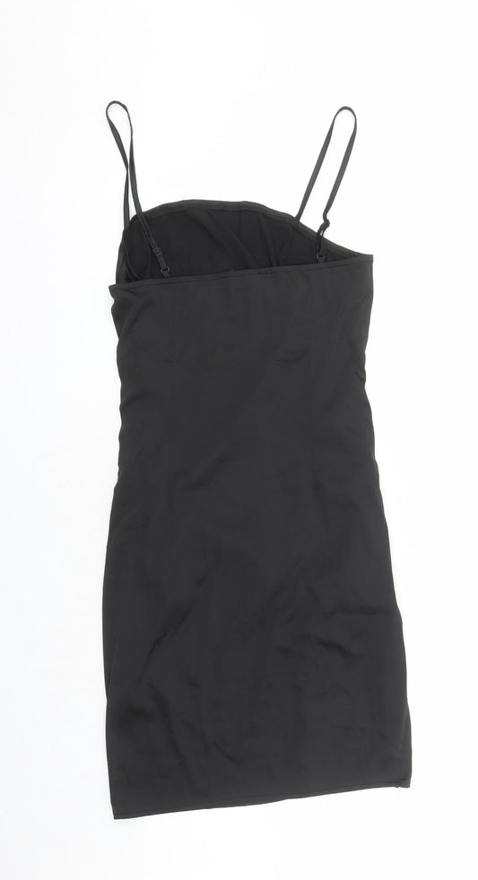 Naanaa Womens Black Polyester Pencil Dress Size 10 Cowl Neck Zip