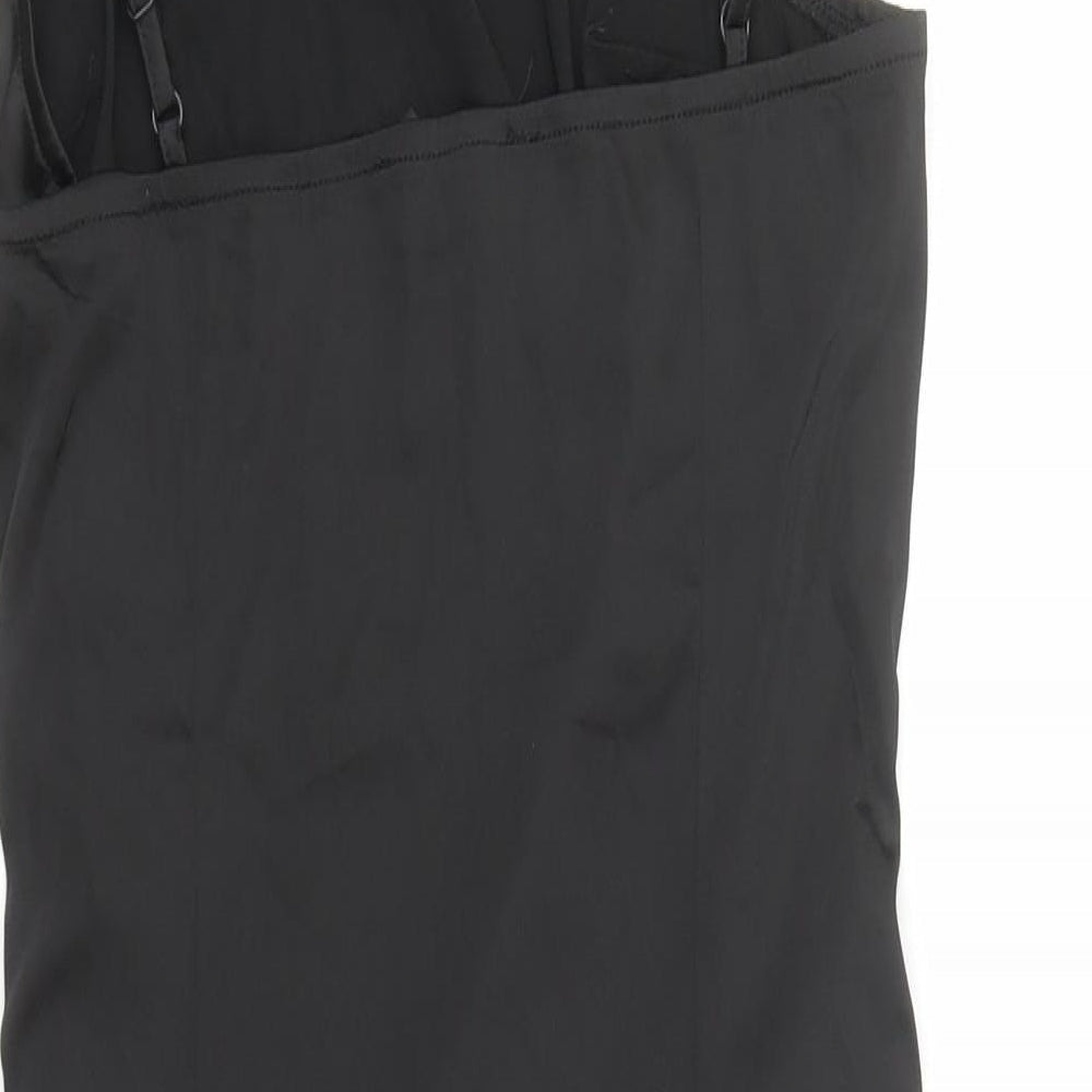 Naanaa Womens Black Polyester Pencil Dress Size 10 Cowl Neck Zip