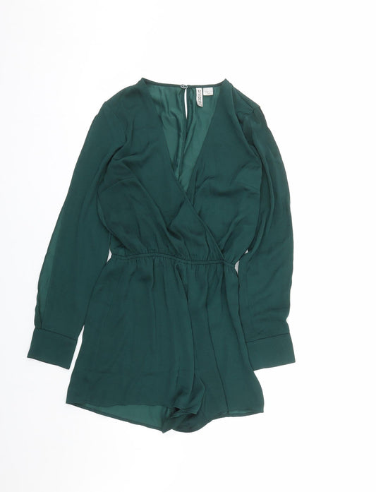 Womens UK Size 8 Divided by H&M One-Piece Green Playsuit