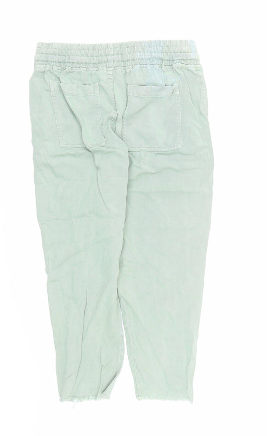 Womens UK Size M Zara Regular Fit Carrot Green Trousers