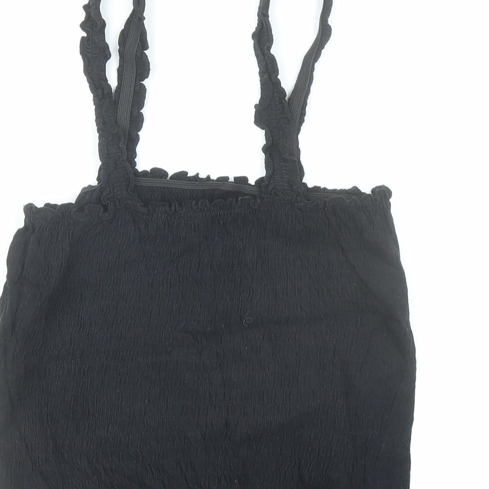 Womens UK Size 10 New Look Black Cropped Tank