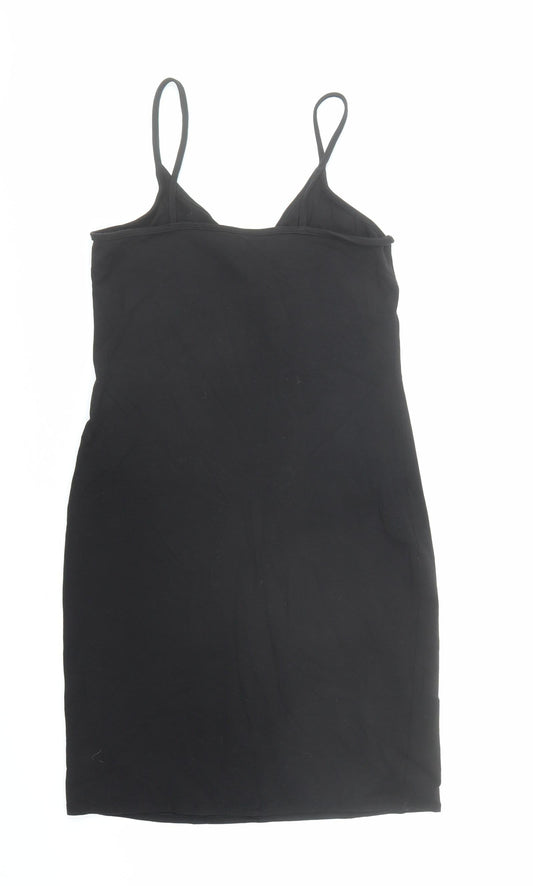 NEXT Womens Black Cotton Tank Dress Size 10 Round Neck Pullover