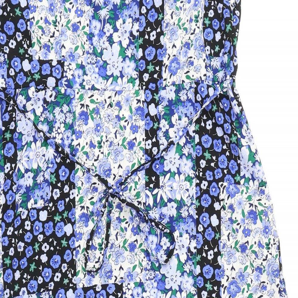 Marks and Spencer Womens Multicoloured Floral Polyester A-Line Size 12 V-Neck Pullover