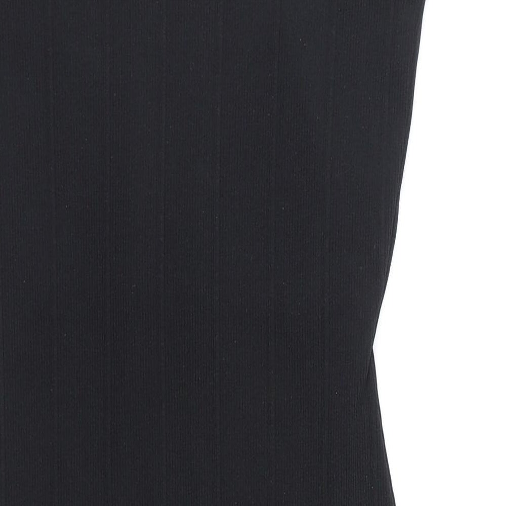 PRETTYLITTLETHING Womens Black Polyester Bodycon Size 8 Square Neck Pullover