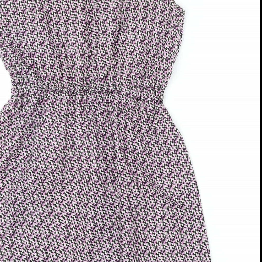 Mela London Womens Multicoloured Geometric Polyester A-Line Size 12 Round Neck Pullover