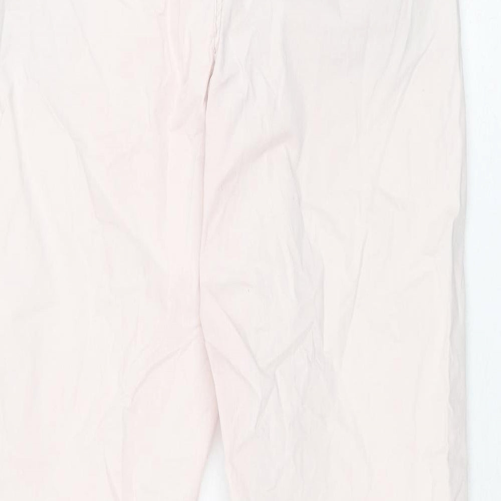 Marks and Spencer Womens Pink Cotton Chino Trousers Size 10 L28 in Regular Zip - Taped Sides
