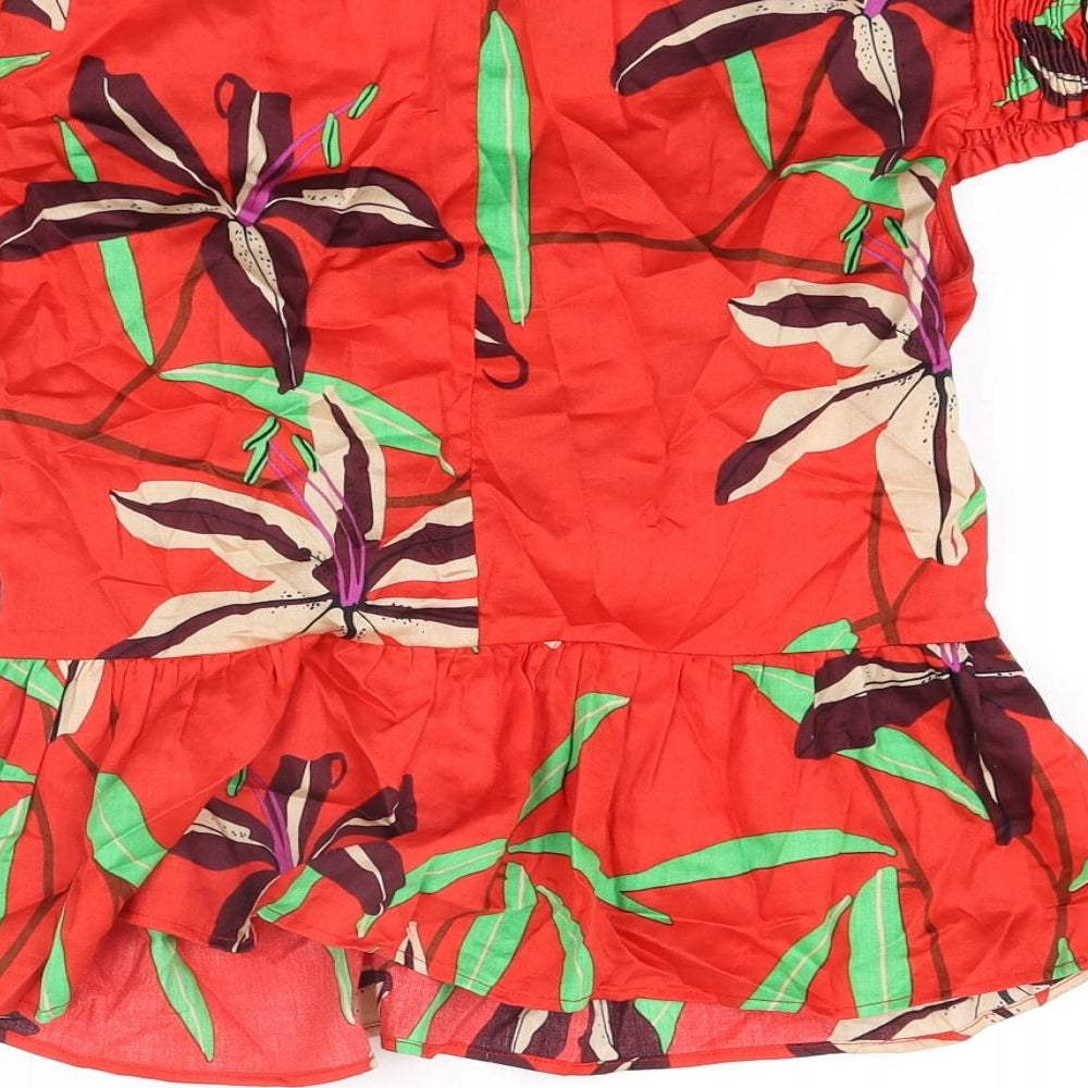 Womens UK Size L Zara Red Basic Blouse