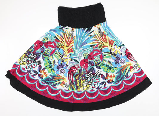 Pistachio Womens Multicoloured Cotton Fit & Flare Size L Square Neck Pullover - Floral Print