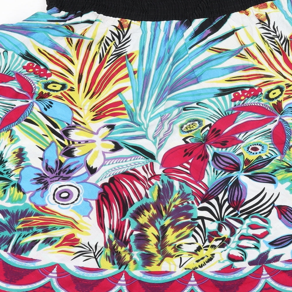 Pistachio Womens Multicoloured Cotton Fit & Flare Size L Square Neck Pullover - Floral Print