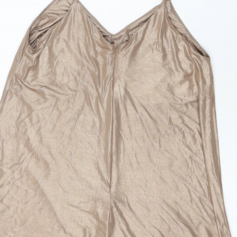 Glamorous Womens Gold Polyester Romper One-Piece Size S Pullover
