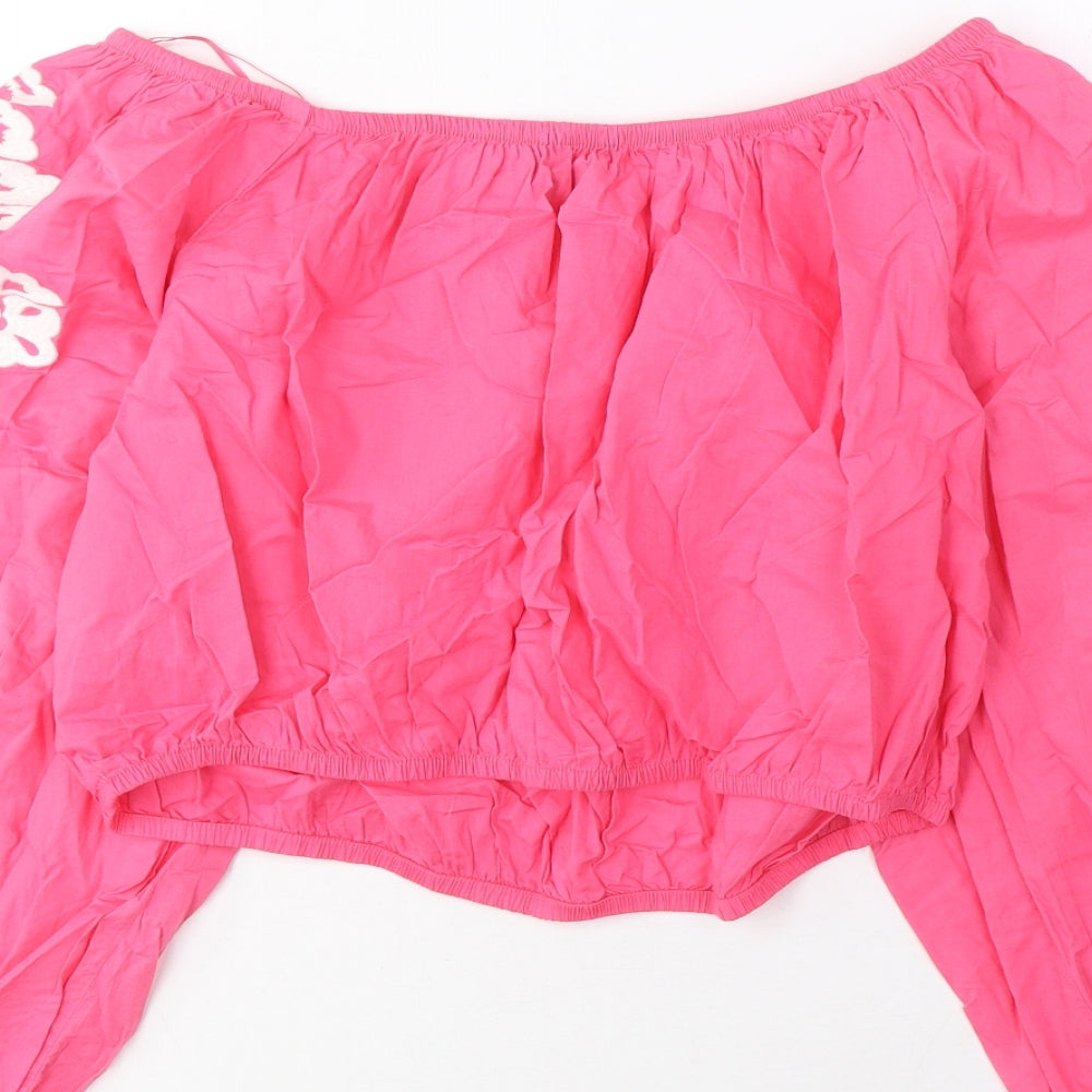 Womens UK Size 18 Marks and Spencer Pink Cropped Blouse