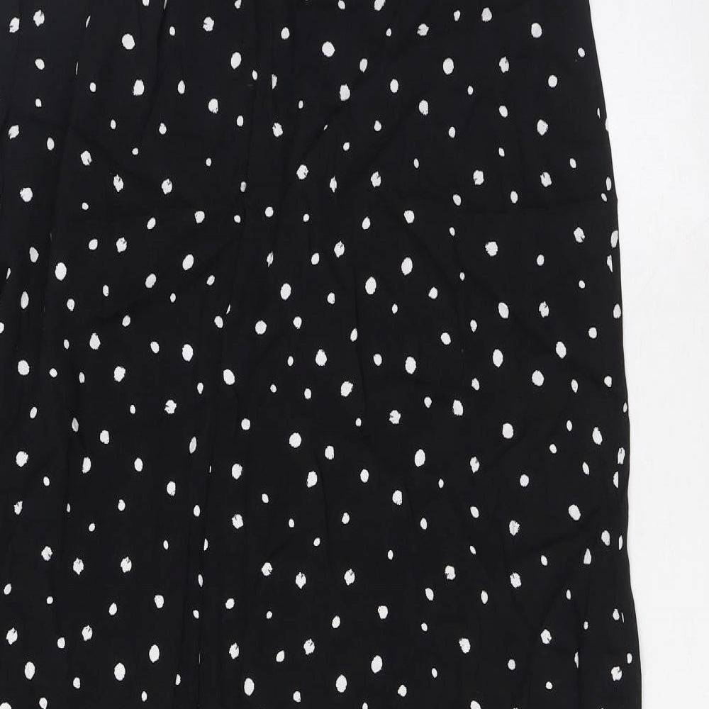 Marks and Spencer Womens Black Geometric Viscose Tank Dress Size 8 Square Neck Pullover