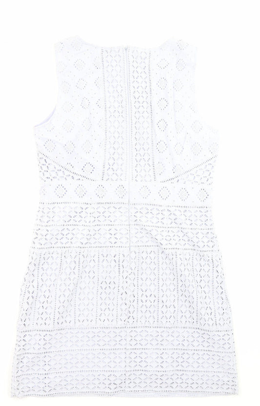 French Connection Womens Purple 100% Cotton A-Line Size 14 V-Neck Zip