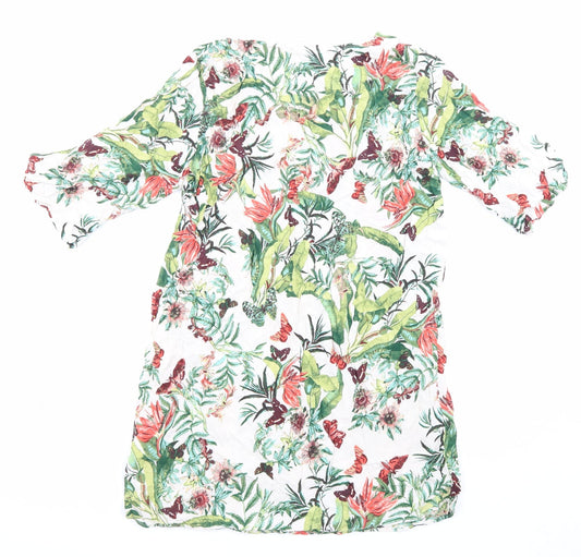 H&M Womens Multicoloured Viscose Shirt Dress Size 10 V-Neck - Butterfly