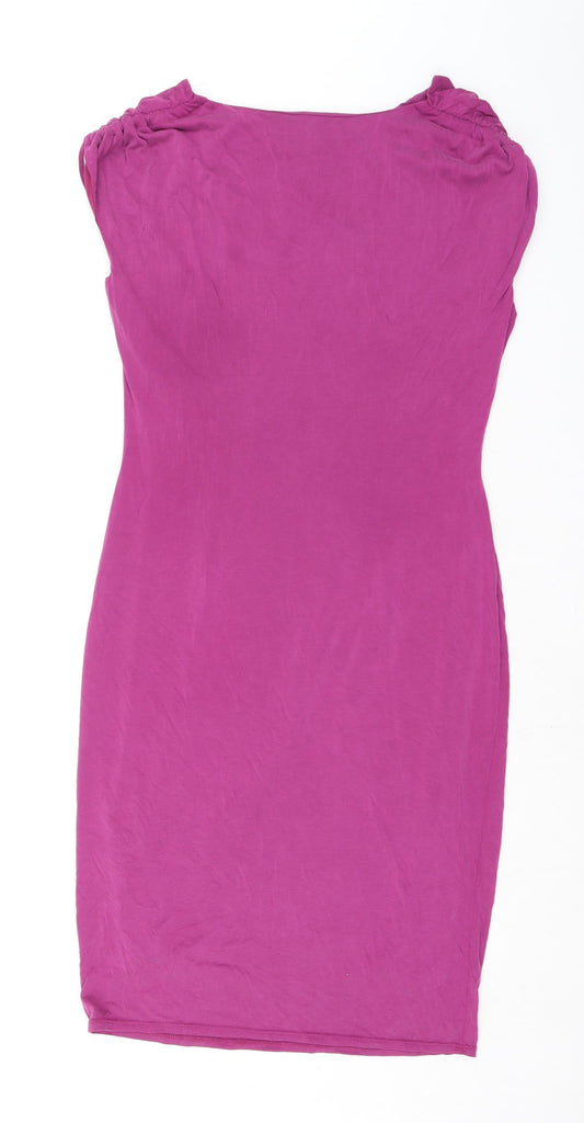 Per Una Womens Pink Modal Pencil Dress Size 14 Square Neck