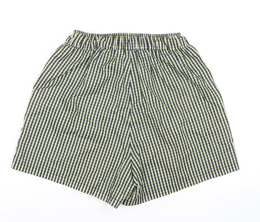COLLUSION Womens Multicoloured Check 100% Polyester Basic Shorts Size 8 L4 in Regular Drawstring - Elasticated Waist
