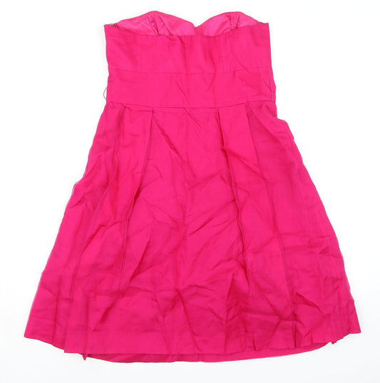 Monsoon Womens Pink Silk A-Line Size 12 Off the Shoulder Zip - Formal