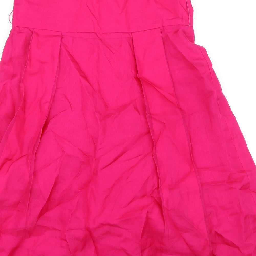 Monsoon Womens Pink Silk A-Line Size 12 Off the Shoulder Zip - Formal