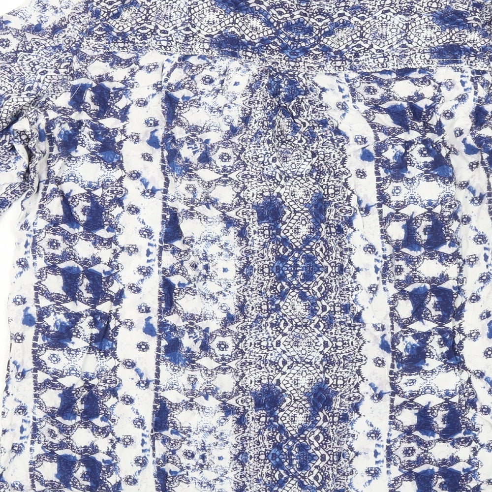 EWM Womens Blue Viscose Basic Blouse Size 12 Sweetheart