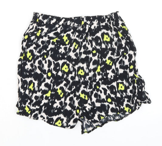 Dorothy Perkins Womens Black Animal Print Viscose Skort Skirt Size 10 - Wrap Around Effect