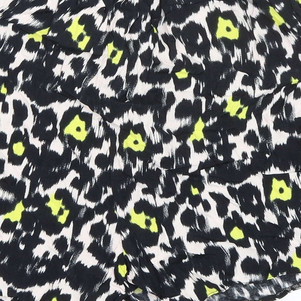 Dorothy Perkins Womens Black Animal Print Viscose Skort Skirt Size 10 - Wrap Around Effect