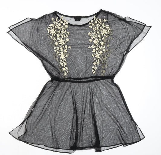 Womens UK Size 10 Topshop Black Basic Blouse