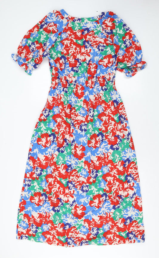 Marks and Spencer Womens Multicoloured Floral Polyester Maxi Size 10 V-Neck Pullover