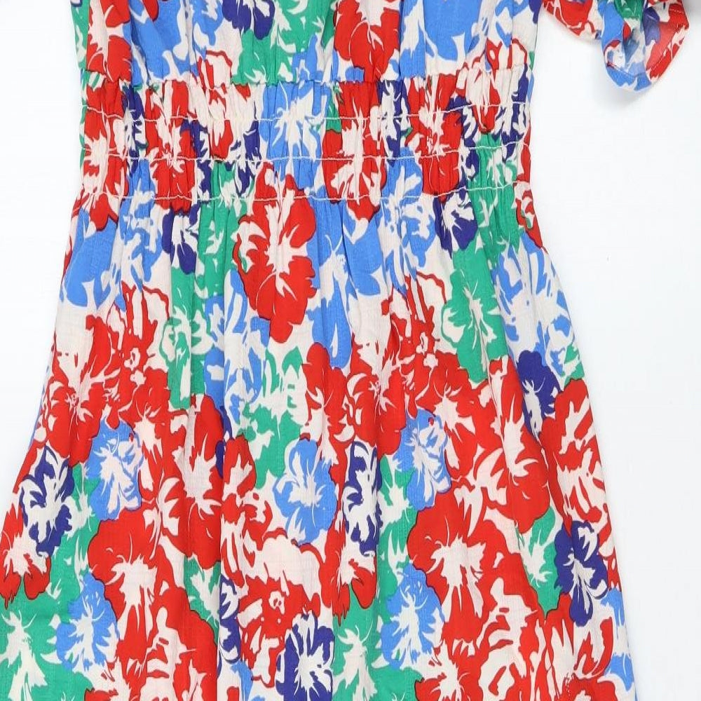 Marks and Spencer Womens Multicoloured Floral Polyester Maxi Size 10 V-Neck Pullover