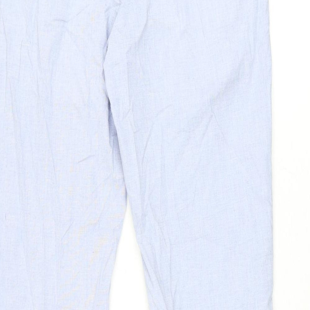 Marks and Spencer Mens Blue Cotton Trousers Size 30 in L33 in Regular Zip
