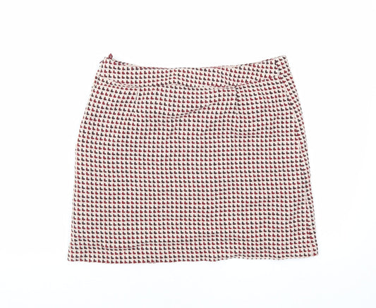 H&M Womens Red Acrylic A-Line Skirt Size 10 Zip