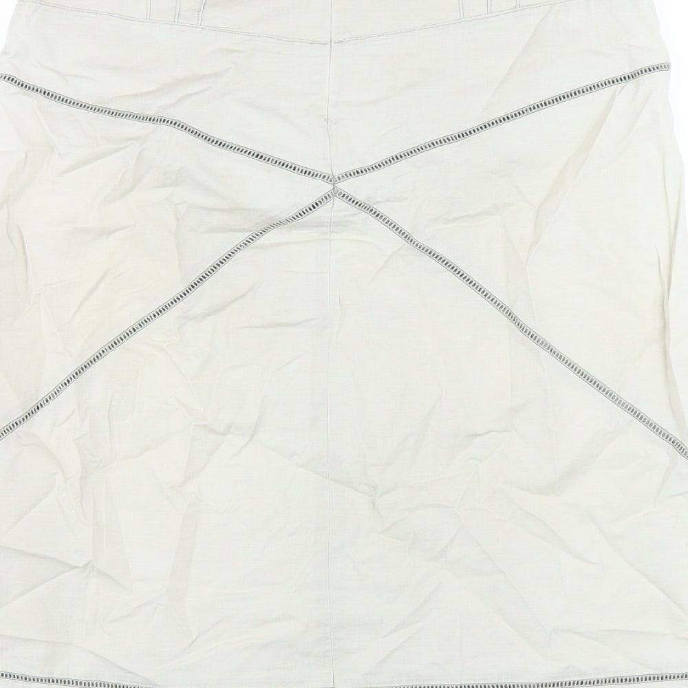 Miss Selfridge Womens Beige Cotton A-Line Skirt Size 8 Zip
