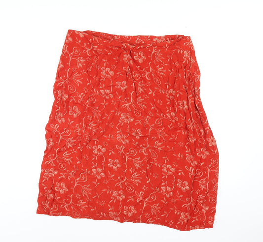 Isabelle Womens Orange Geometric Viscose A-Line Skirt Size 18 Button