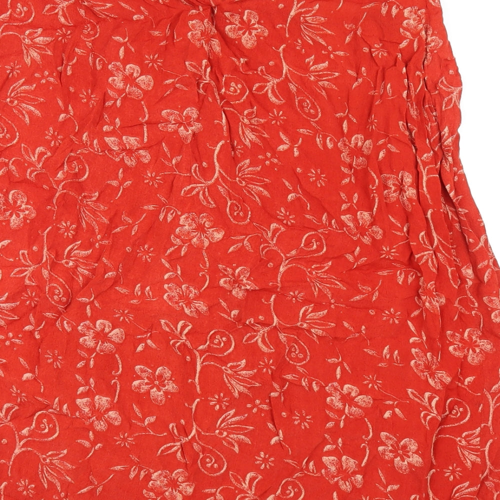 Isabelle Womens Orange Geometric Viscose A-Line Skirt Size 18 Button