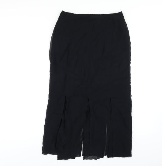 Additional front view of Wallis women’s black polyester a-line skirt, size UK 10, zip