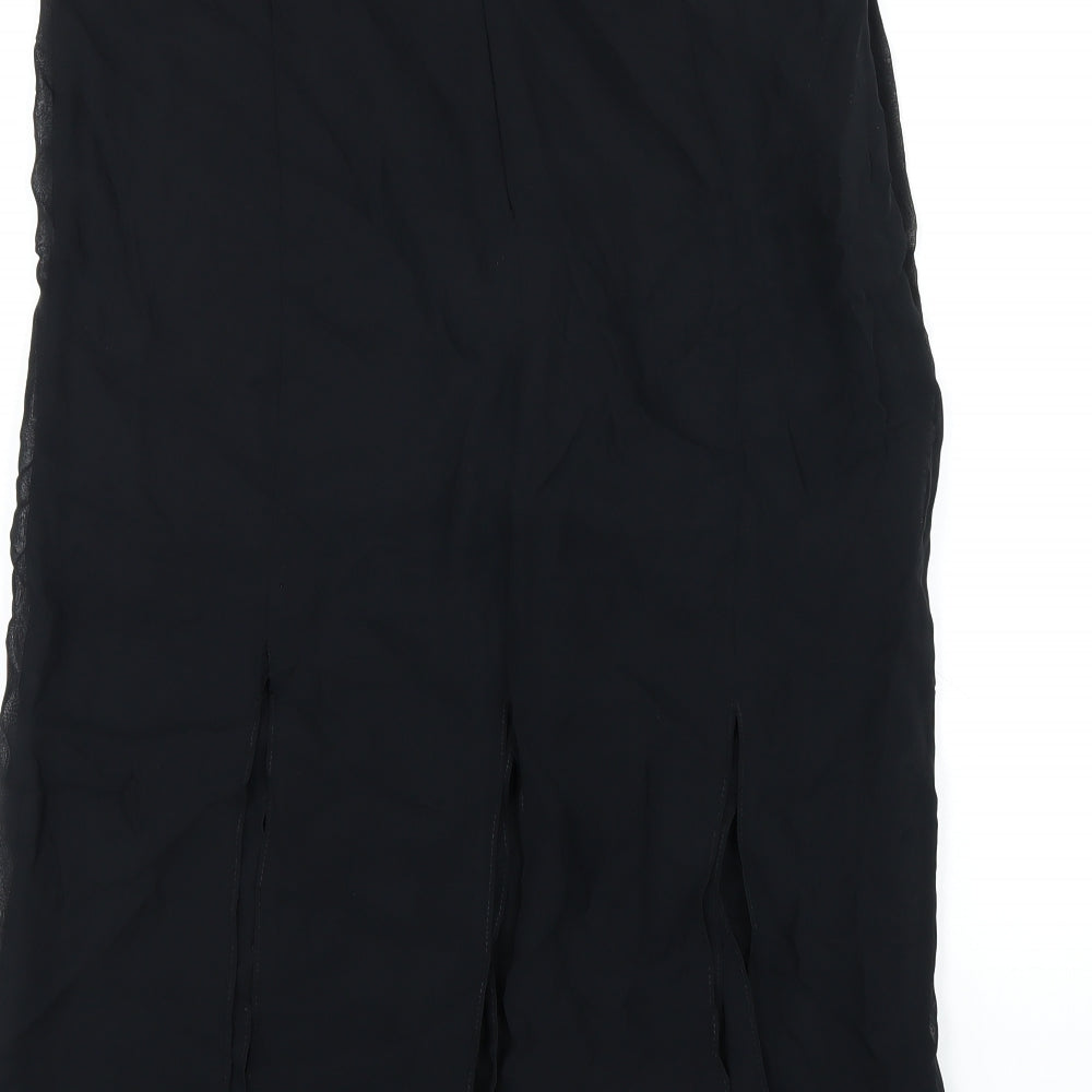 Wallis Womens Black Polyester A-Line Skirt Size 10 Zip