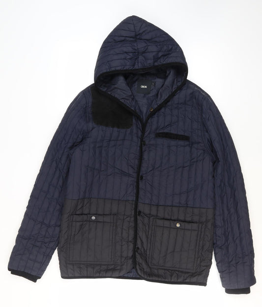 Mens UK Size L ASOS Blue Quilted Coat