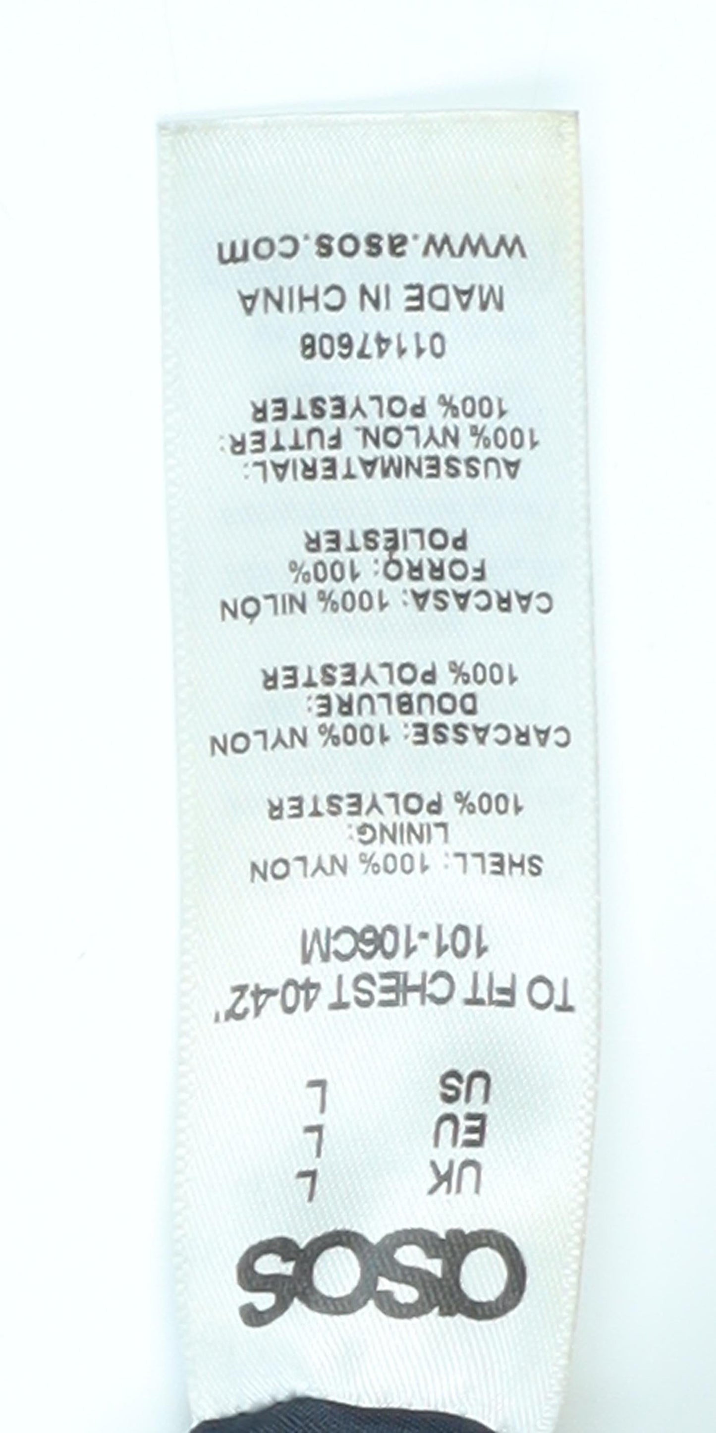 ASOS Men's Blue Quilted Hooded Jacket, Size L