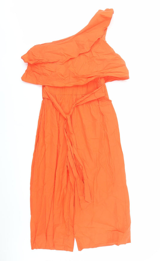 Zara Womens Orange Cotton Jumpsuit One-Piece Size M L19 in Zip