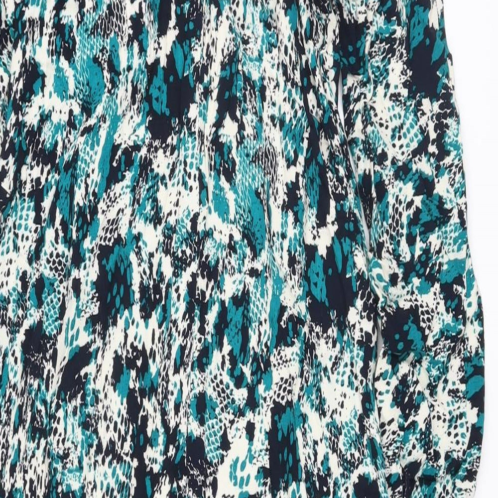 Marks and Spencer Womens Multicoloured Animal Print Viscose A-Line Size 10 Collared Button