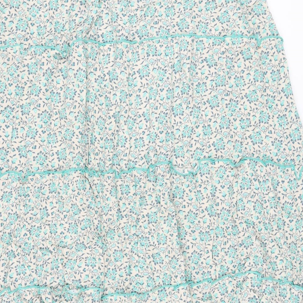 Per Una Womens Green Floral Viscose A-Line Skirt Size 16 Drawstring